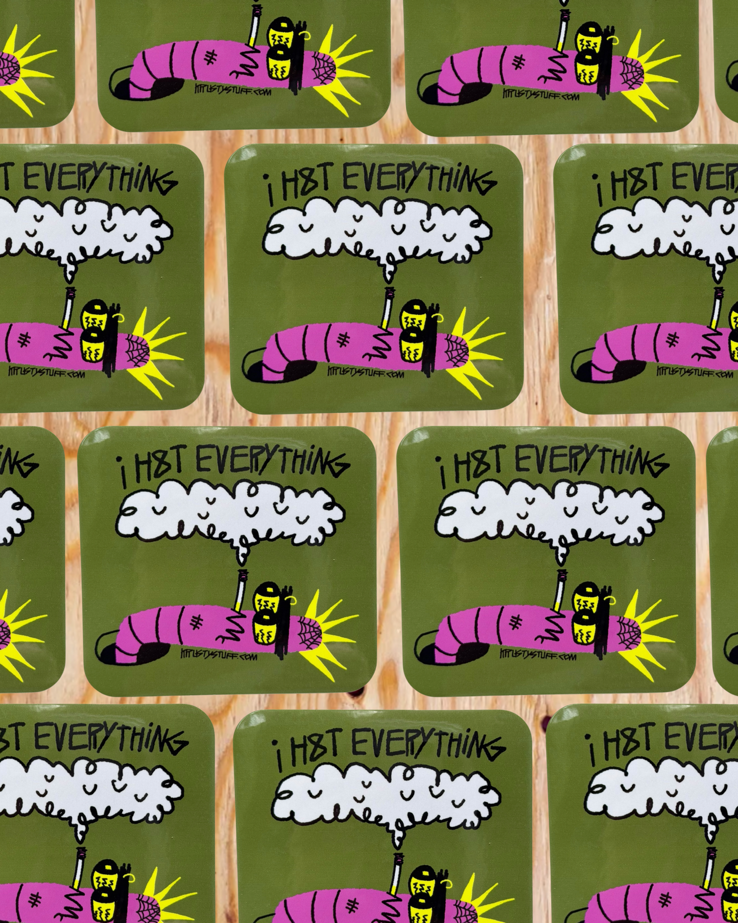 I H8T EVERYTHING WORM STICKER