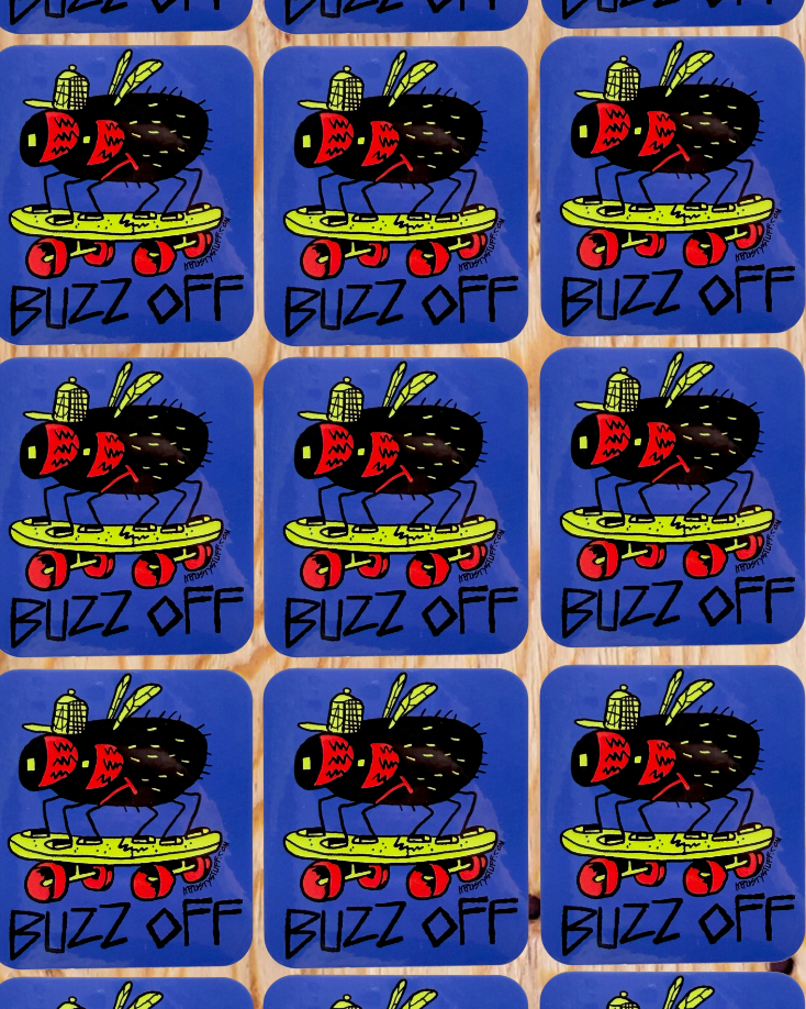 BUZZ OFF FLY STICKER