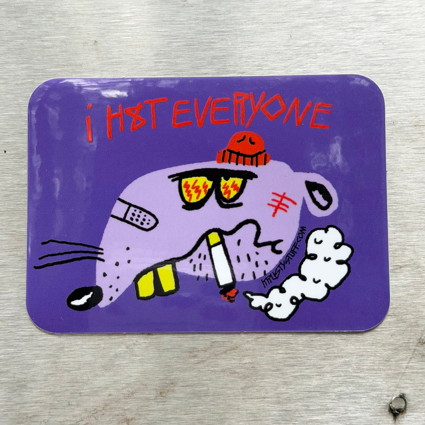 I HATE EVERYONE RAT STICKER