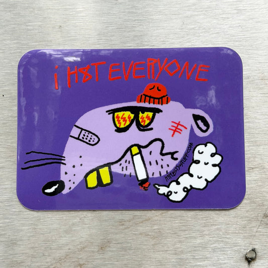 I HATE EVERYONE RAT STICKER