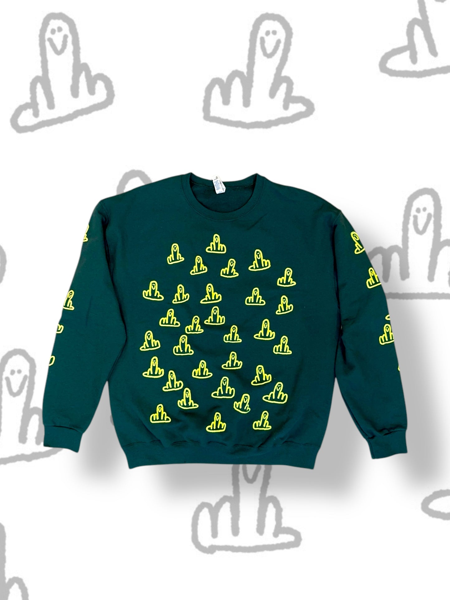 HAPPY FU CREWNECK FOREST GREEN