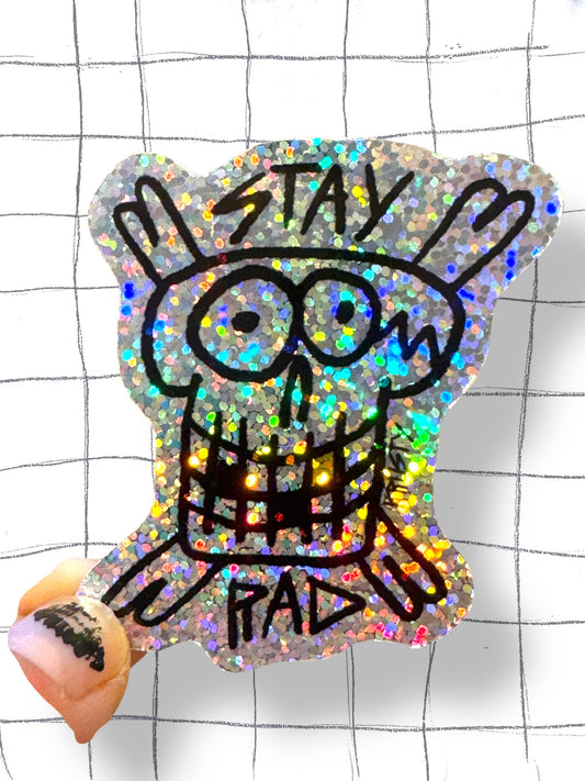 RAD SKULL GLITTER STICKER